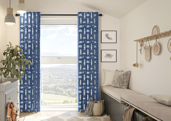 Blast Off, Celestial Blue - Made to Measure Curtains - Image 3